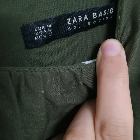 Zara Olive Green Romper Ruffle Sleeve Dress M - Picture 4 of 11